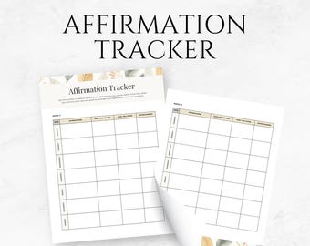 Affirmation Tracker Template Printable Daily Affirmations Mindset Tracker Self-Care Tracker Positive Mindset Habit Tracker Wellness Tracker