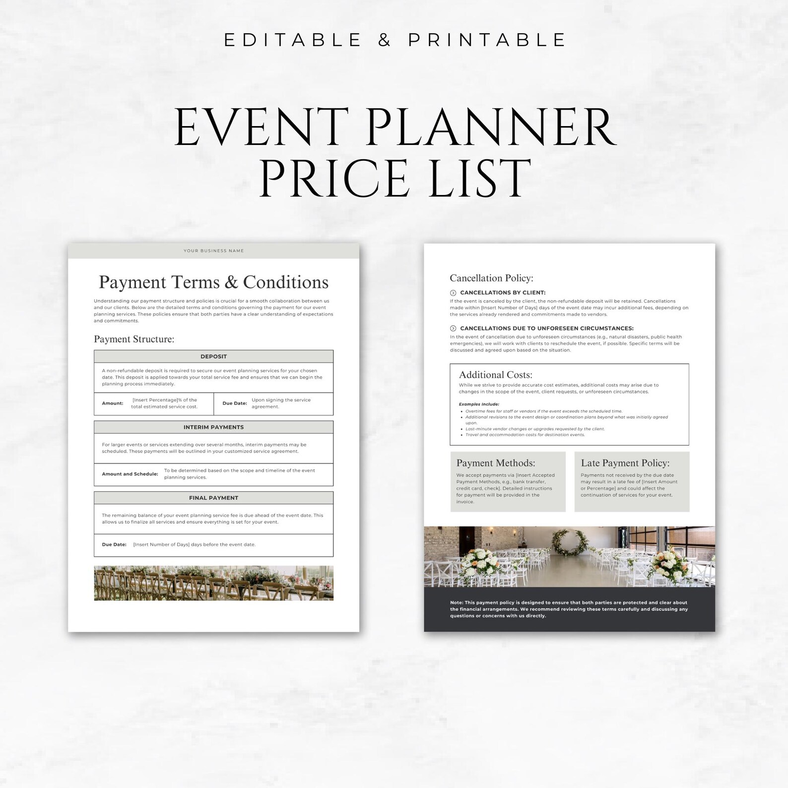 Event Planner Price List Template Printable Event Packages Template ...