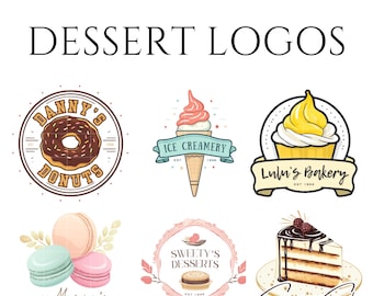 Dessert Logo Template Canva Editable Bakery Logo Design Pastry and Dessert Shop Branding Logo Pack for Sweet Shops Small Business Cake Logos