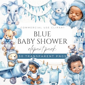 Blue Baby Shower Clipart Baby Boy Clipart Baby Shower Elements Graphics Baby Shower Decorations Nursery Decor Party Decor Baby Shower DIY
