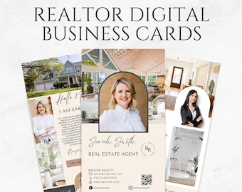 Realtor Digital Business Card Printable Minimalist Real Estate Business Card Canva Template Real Estate Agent Card Realtor Networking Card