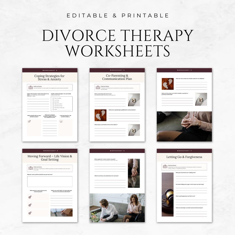 Divorce Therapy Worksheets Template Printable Healing After Divorce