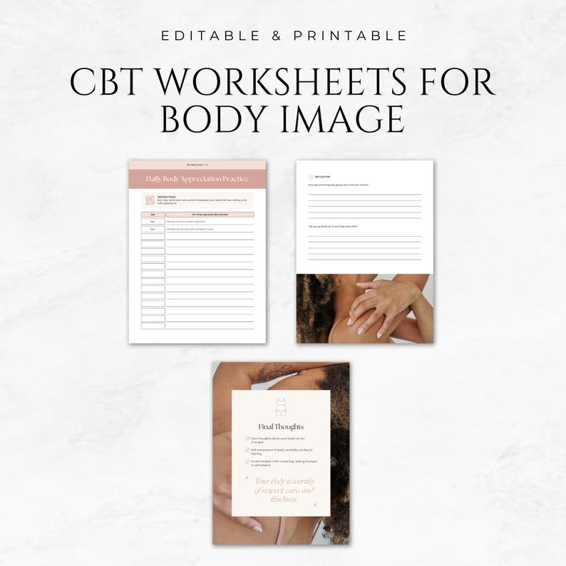 CBT Worksheets for Body Image Template Printable Body Image Journal ...