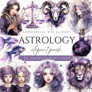 Astrology Clipart Zodiac Signs Clipart Celestial Clipart Mystical Moon and Stars Tarot Clipart Spiritual Horoscope Clipart Cosmic Clipart