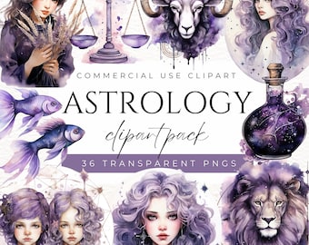 Astrologia Clipart Signos do Zodíaco Clipart Celestial Clipart Lua e Estrelas Místicas Tarô Clipart Horóscopo Espiritual Clipart Cósmico Clipart