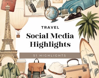 Travel Social Media Highlights Covers Template Instagram Travel Highlights Travel Story Covers Canva Travel Influencer Blogger Icons Bundle