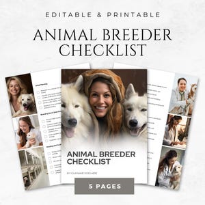 Animal Breeder Checklist Template Animal Breeding Planner Template Pet Breeding Documentation Breeding Tracker Pet Care Planner Organizer