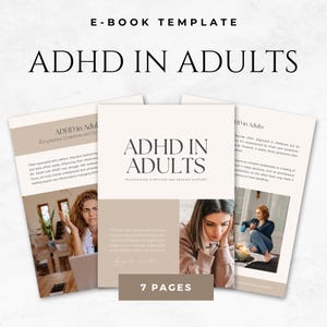 ADHD in Adults Ebook Template Adult ADHD Guide Coaching Tool Mental Health Emotional Regulation Workbook Therapist Client Workbook Canva