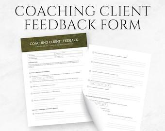 Coaching Client Feedback Form Template: Editable Evaluation, Testimonial, Progress Tracker (Canva)