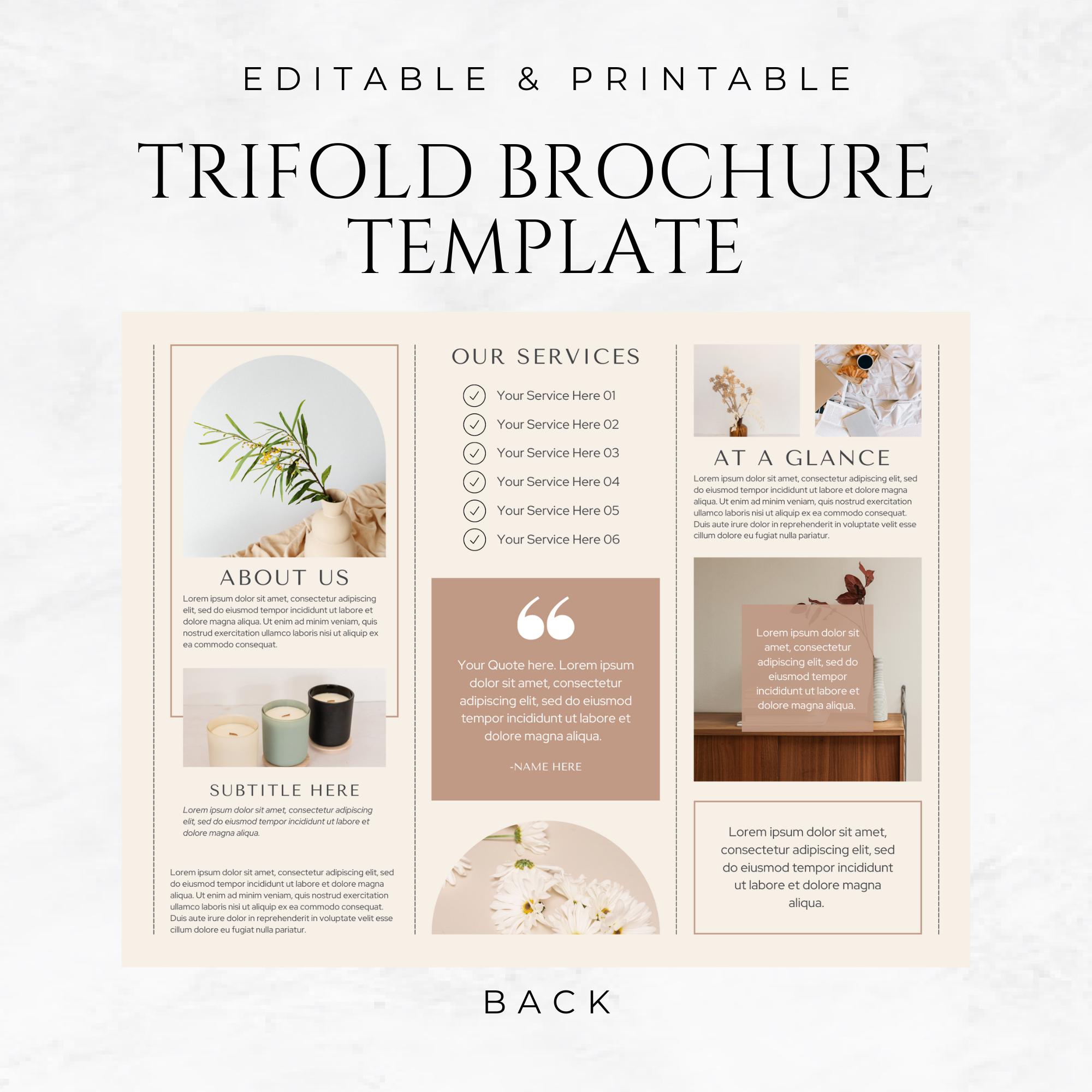 Trifold Brochure Canva Template Brochure Canva Design Editable Brochure