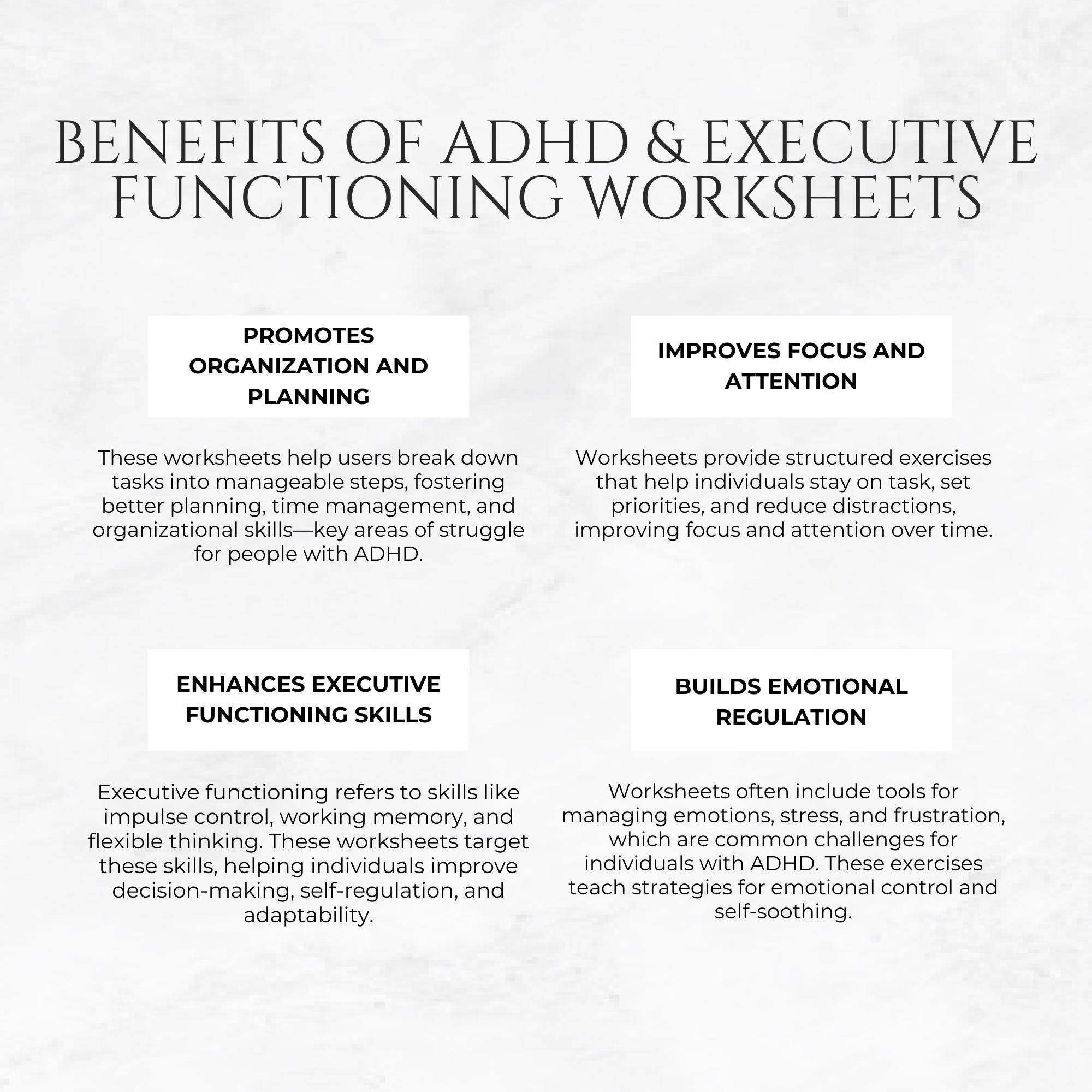 ADHD & Executive Functioning Worksheets Templates ADHD Planner ...