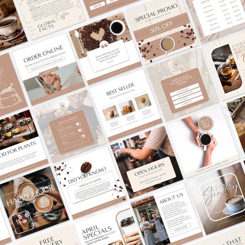 Coffeeshop Instagram-sjablonen Koffie Social Media-sjabloon Cafe Instagram-sjabloon Coffee Lover Instagram-berichtsjablonen Coffee Shop Canva afbeelding 7