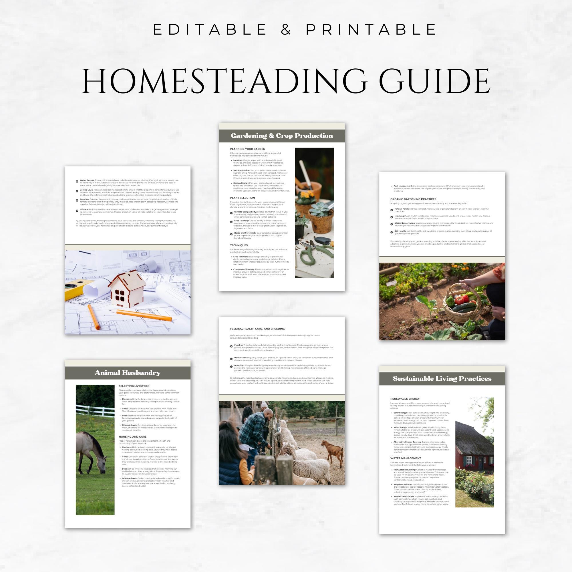 Homesteading Guide Template Self-sufficiency Planner Sustainable Living ...