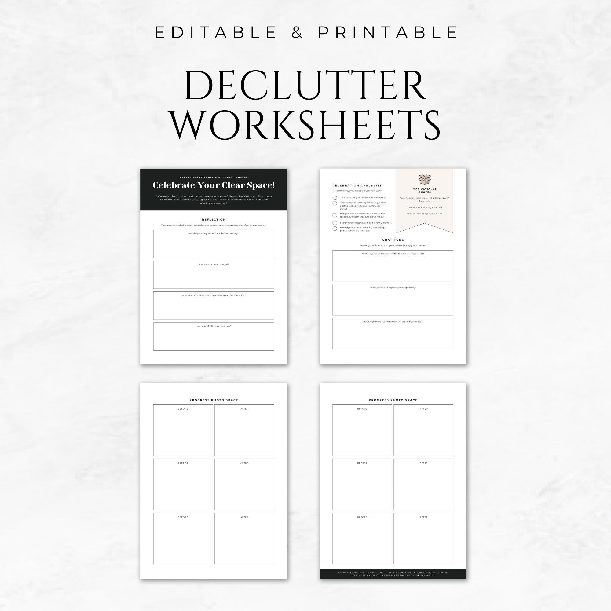 Printable Declutter Template Declutter Worksheets Template Printable Home Organization Planner ...