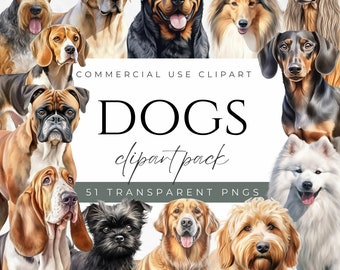 Cute Dogs Clipart Cute Puppies Clipart Dog Portrait Clipart Watercolor Dog Clipart Pet Clipart Dog Illustration Animal Clipart PNG Dog Lover