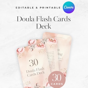 Doula Flashcards Template Printable Editable Canva Cards for Birth Education, Prenatal Client Support, Postpartum & Childbirth Prep Toolkit image 1