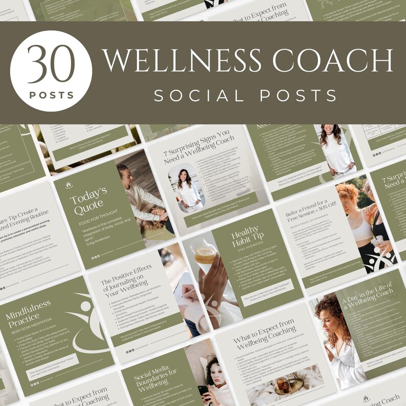 Wellness Coach Instagram Posts Templates Wellness Templates Holistic ...