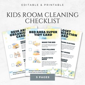 Kids Room Cleaning Checklist Template Printable Children’s Chore Chart for Kids Chore List Chore Tracker Cleaning Schedule Declutter List