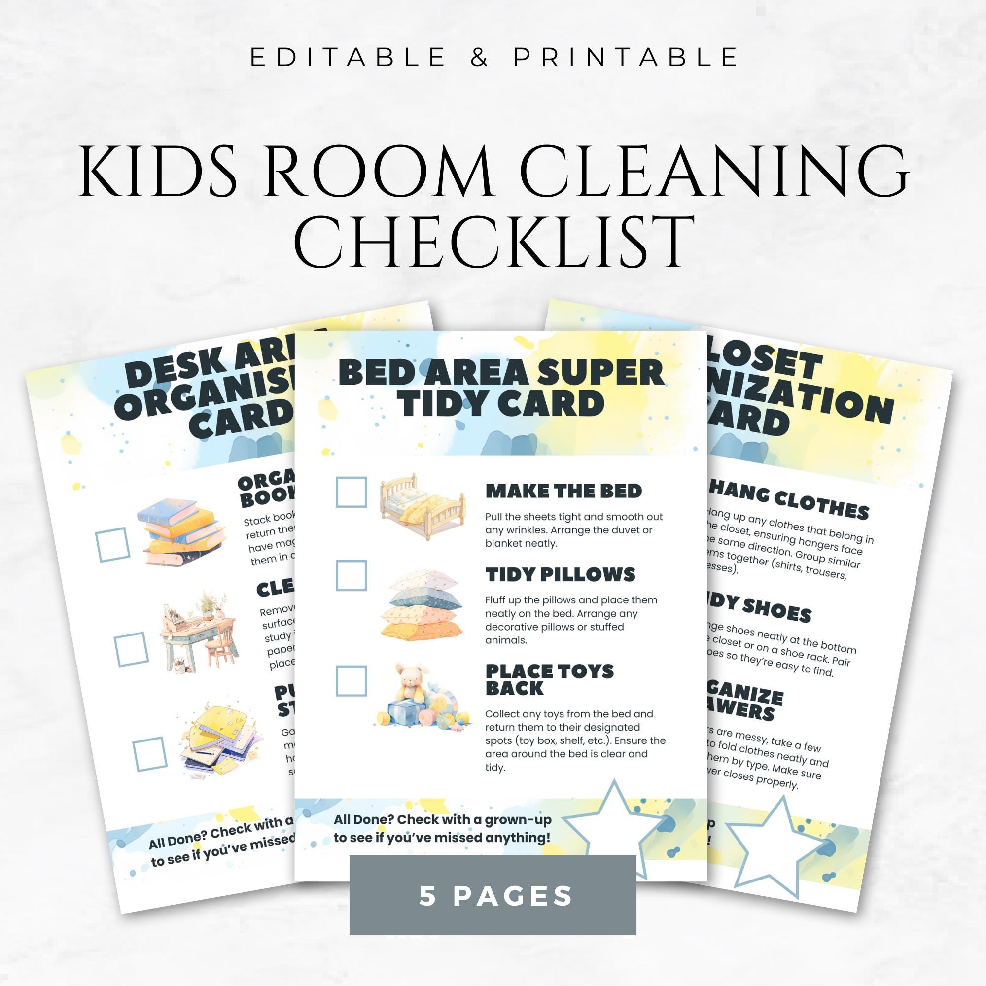 Kids Room Cleaning Checklist Template Printable Children’s Chore Chart ...