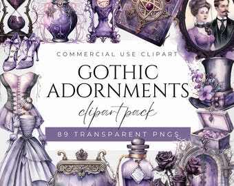 Gothic Adornments Clipart Vintage Gothic Victorian Clipart Dark Aesthetic Clipart Dark Academia Gothic Decor Baroque Clipart Antique Clipart