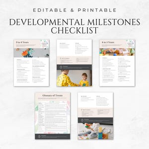May include: Printable checklist for developmental milestones for children ages 3 to 5 years. The checklist includes sections for fine motor skills, language development, social and emotional development, and cognitive skills. The checklist also includes a glossary of terms and tips for caregivers.