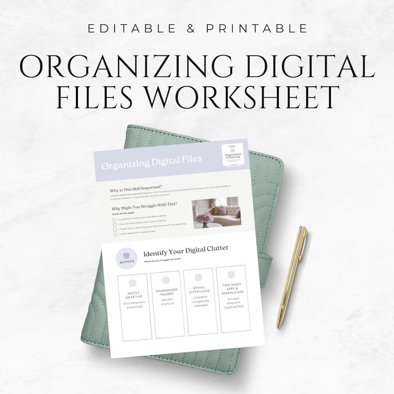 Organizing Digital Files Worksheet Template Printable Declutter ...