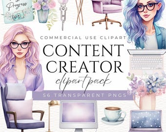 Content Creator Clipart Social Media Influencer PNG Digital Creator Blogger Clipart Vlogger YouTuber Podcast Freelancer Work Space Clipart