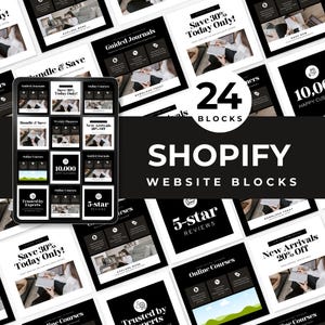 SHOPIFY Website Blocks Template Canva Editable Shopify DIY Website Design Blocks Page Builder Drag and Drop Landing Page Shopify Business