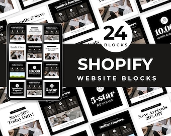 SHOPIFY Website Blocks Template Canva Editable Shopify DIY Website Design Blocks Page Builder Drag and Drop Landing Page Shopify Business