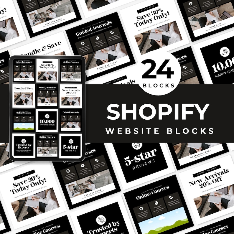 SHOPIFY Website Blocks Template Canva Editable Shopify DIY Website Design Blocks Page Builder Drag and Drop Landing Page Shopify Business image 1