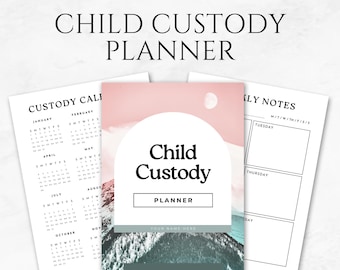Modelo de planejador de custódia de filhos para impressão Planejador de coparentalidade de divórcio Calendário de cronograma de custódia Diário de custódia Planejador de parentalidade compartilhada