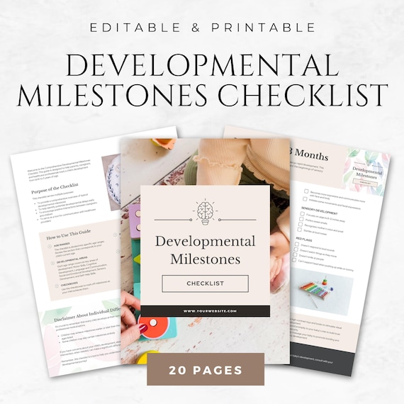 Developmental Milestones Checklist Template Baby Milestone Tracker Child Development Planner Toddler Development Guide Baby Progress Tracker