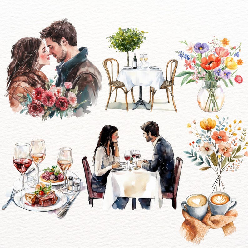 Date Night Clipart Romantic Clipart Couples Clipart Love Clipart Valentines Day Graphic Cute Couple Relationship Clipart Wedding Anniversary image 7