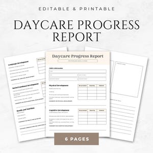 Modèle de rapport d'étape sur la garderie Rapport d'étape préscolaire imprimable Rapport sur les tout-petits Rapport sur la garde d'enfants Bulletin de notes sur la maternelle Modèle Canva