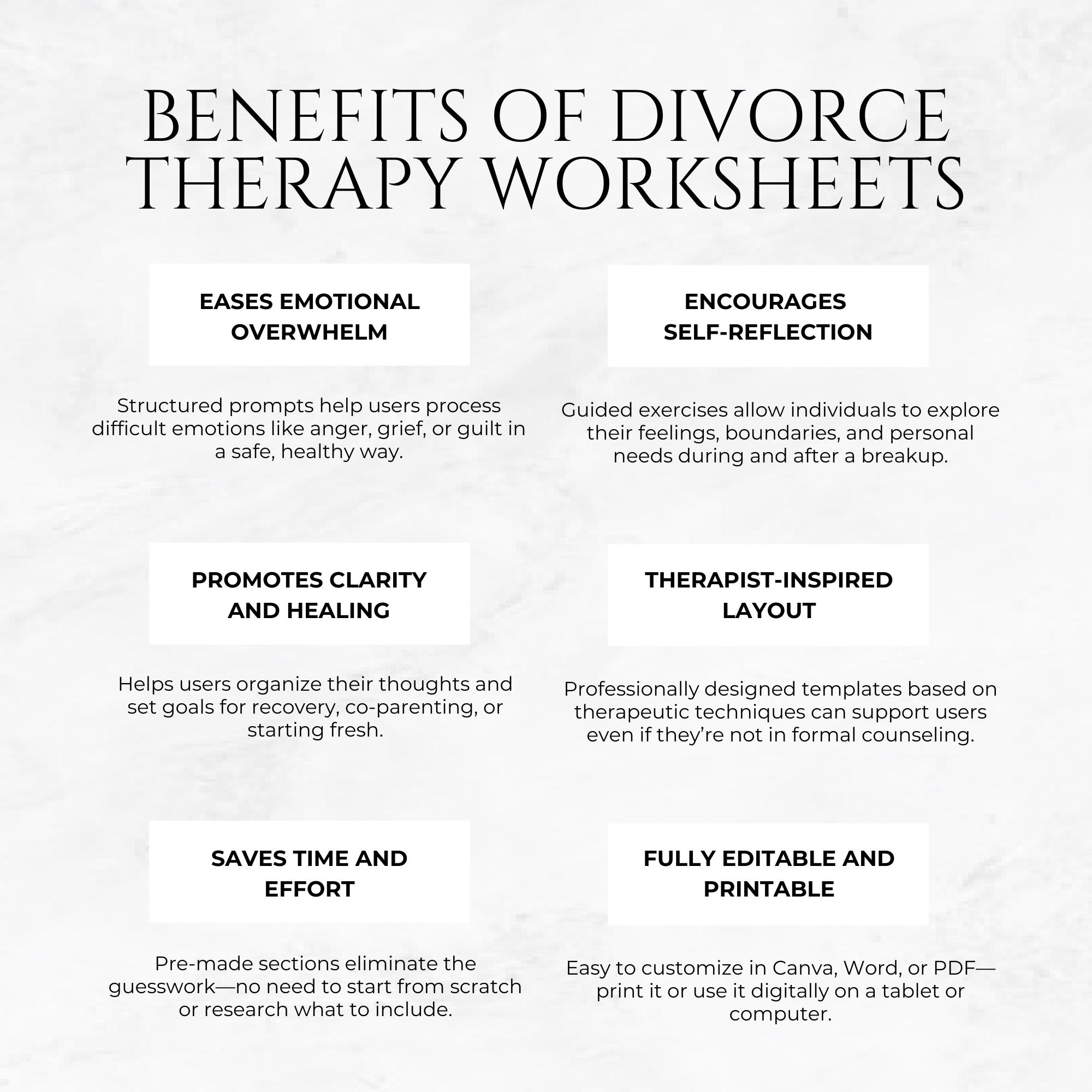 Divorce Therapy Worksheets Template Printable Healing After Divorce