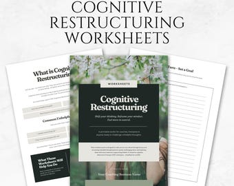 Kognitive Umstrukturierung Arbeitsblätter Canva Vorlage CBT Druckbare Arbeitsmappe Therapie Arbeitsmappe für Kunden
