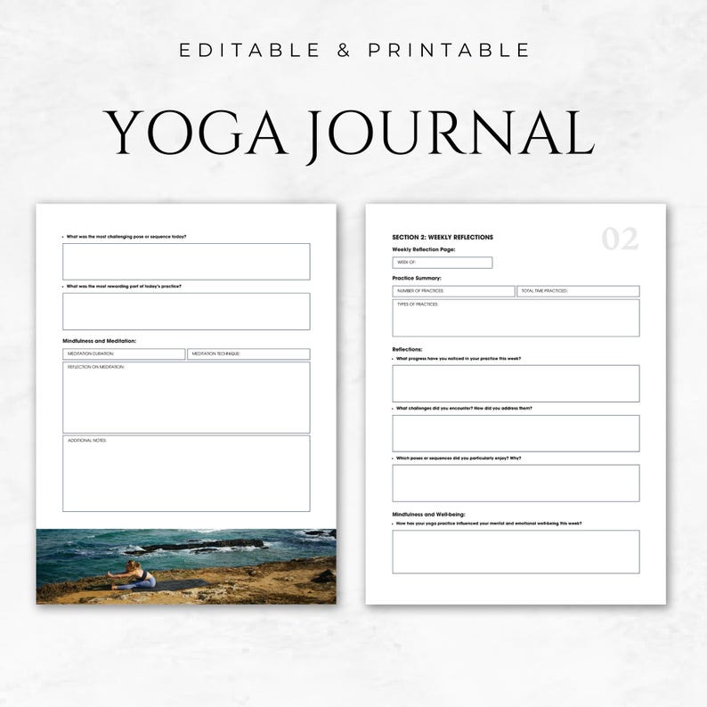 Yoga Journal Template Printable Yoga Planner Canva Yoga Practice Log ...