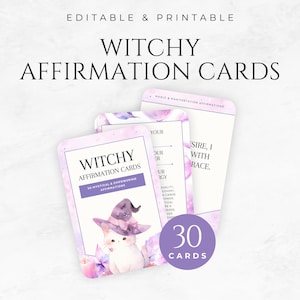 Witchy Affirmation Cards Template Printable Spiritual Affirmations Mystic Oracle Cards Tarot Affirmations Manifestation Cards Witchcraft