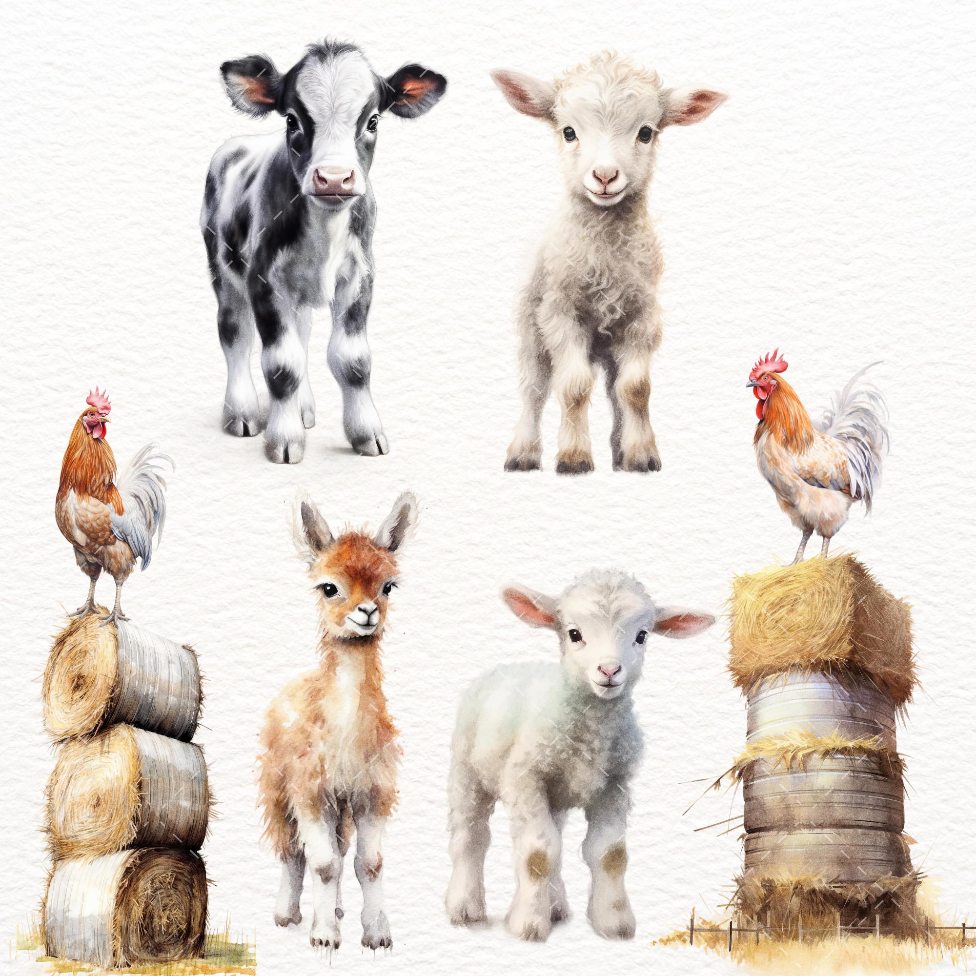 Farm Animals Clipart Cute Watercolor Farm Animals Baby Farm Animals ...
