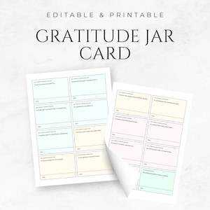 Gratitude Jar Card Template Printable Thankful Jar Cards Mindfulness Activity Gratitude Prompts Positive Affirmation Cards Kids Gratitude