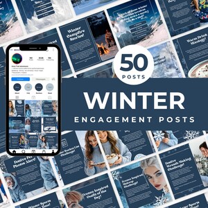 Winter Themed Engagement Posts Templates Winter Social Media Engagement Post Canva Holiday Instagram Seasonal Instagram Christmas Instagram