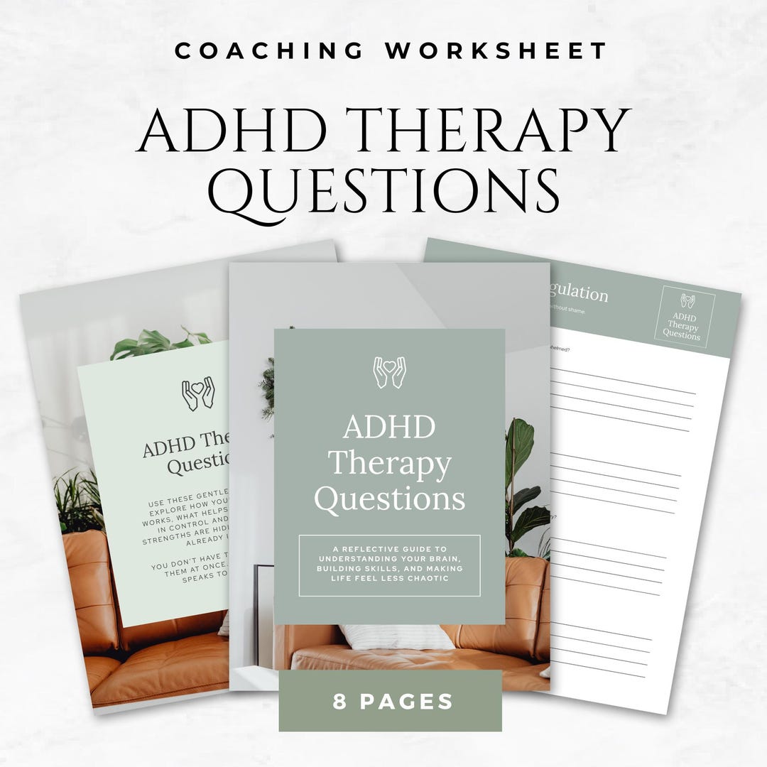 ADHD Therapy Questions Canva Template Editable Therapist Prompts for ...