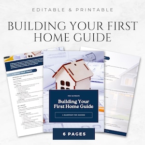 Building Your First Home Guide Template Printable Home Building Checklist DIY Dream Home Budget Planner Home Construction Project Planner