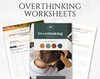 Overthinking Worksheet Template Mental Health Worksheet Cognitive Behavioral Therapy Anxiety Management Tool Stress Relief Anxiety Workbook