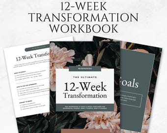 12-Week Transformation Workbook Canva Template Goal Setting Worksheet Editable Self Improvement Journal Fitness and Wellness Tracker