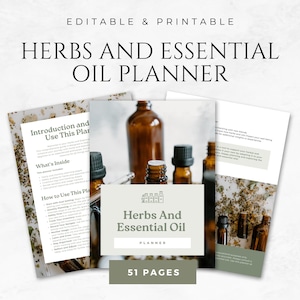 Herbs and Essential Oils Planner Template Holistic Wellness Planner Herbal Medicine Apothecary Planner Aromatherapy Journal Herbalist Log