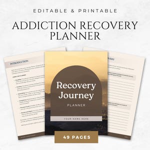 Plantilla de planificador de recuperación de adicciones Diario de sobriedad Plan de prevención de recaídas Seguimiento de recuperación Planificador de sobriedad Libro de trabajo de recuperación de adicciones