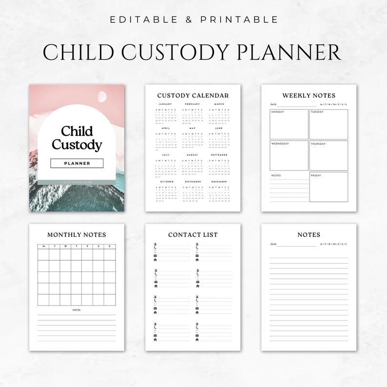 Child Custody Planner Template Printable Divorce Co-parenting Planner Custody Schedule Calendar ...
