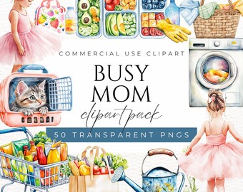 Clipart de mamá ocupada Gráficos de mamá que se queda en casa Clipart de mamá trabajadora Clipart de maternidad Clipart de mamá ajetreada Planificador de tareas del hogar Clipart Vida familiar