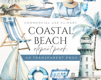 Coastal Beach Clipart Ocean Clipart Marine Life clipart Tropical Summer Clipart Seaside Graphics Beach Aesthetic Clipart Vacation Clipart